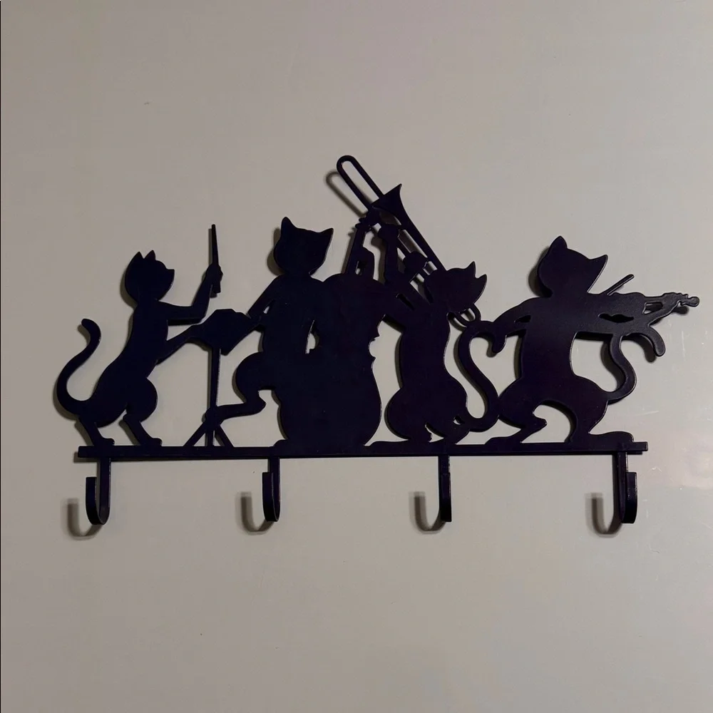 Vintage Black Cat Orchestra Wall Hook Rack - Decorative Home Wall Decor